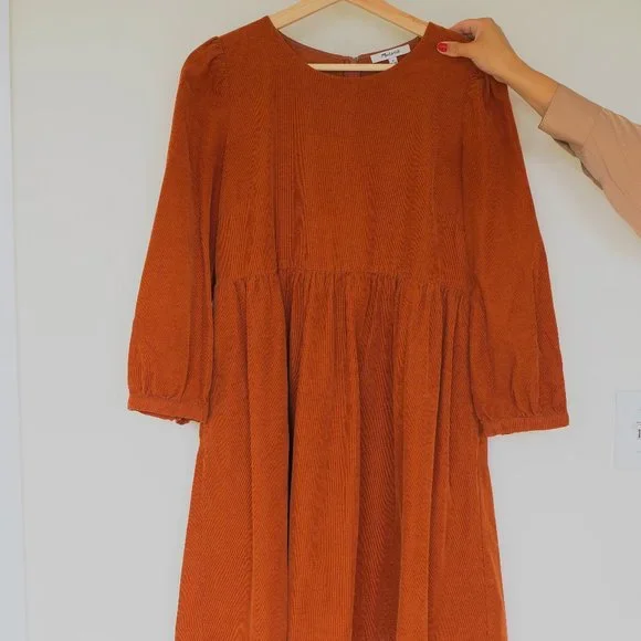 madewell burnt orange dress Madewell Crossfront Mini Dress - Burnt Orange